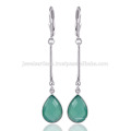 Vente en gros Bijoux Bijoux à la Forme Vert Onyx à la main 925 Boucles d&#39;oreilles en Argent Sterling